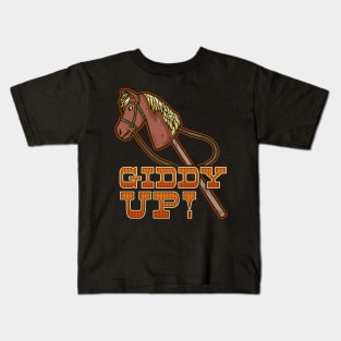 Giddy Up hobbyhorsing design for a hobbyhorse equestrian Kids T-Shirt